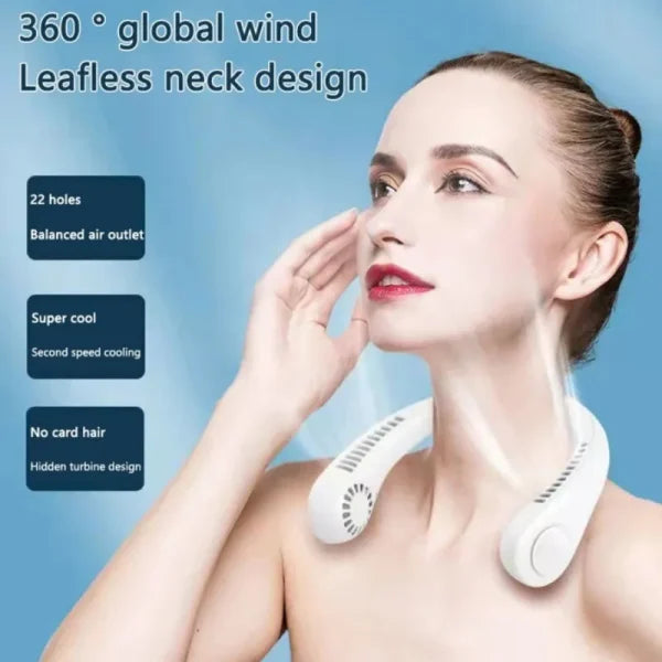 Portable Mini Neck Air Cooler Fan โ Rechargeable & Lightweight for Summer Comfort